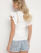 elsa.m by may Bluză Albă cu Volane și Model Ajurat Izemira