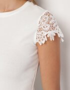 elsa.m by may Bluză Albă din Bumbac cu Mâneci din Dantelă Pari