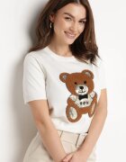 elsa.m by may Bluză Albă din Vâscoză Decorată cu Aplicație în Formă de Ursuleț de Pluș Pexia