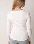 elsa.m by may Bluză Albă din Viscoză cu Mânecă Lungă și Decolteu Tip Barcă Gelmiria