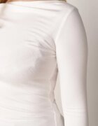elsa.m by may Bluză Albă din Viscoză cu Mânecă Lungă și Decolteu Tip Barcă Gelmiria