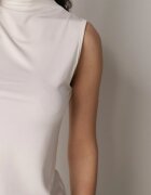 elsa.m by may Bluză Albă Netedă Fără Mâneci cu Guler Semi-înalt Nedivra