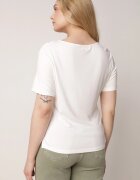 elsa.m by may Bluză Albă Vâscoză Încrețită cu Croială Asimetrică cu Mânecă Scurtă Menirephis