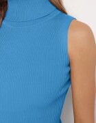 elsa.m by may Bluză Albastră cu Guler înalt fără Mâneci din Material Elastic Heliordia