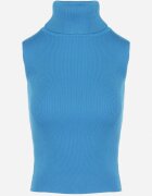 elsa.m by may Bluză Albastră cu Guler înalt fără Mâneci din Material Elastic Heliordia