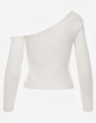 elsa.m by may Bluză Asimetrică Albă din viscoză reiată cu floare decorativă Badian
