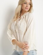 elsa.m by may Bluză Bej din Bumbac Ornată cu Legătură și Broderii Selvivia