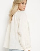 elsa.m by may Bluză Bej din Bumbac Ornată cu Legătură și Broderii Selvivia