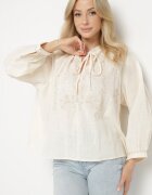 elsa.m by may Bluză Bej din Bumbac Ornată cu Legătură și Broderii Selvivia