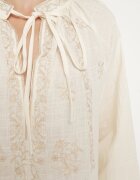 elsa.m by may Bluză Bej din Bumbac Ornată cu Legătură și Broderii Selvivia