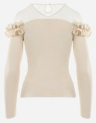elsa.m by may Bluză bej din tricot reiat cu plasă și volane Theodosene