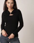 elsa.m by may Bluză cu bumbac vâscoză fronșare și aplicație metalică Jenala Neagră