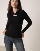 elsa.m by may Bluză cu bumbac vâscoză fronșare și aplicație metalică Jenala Neagră