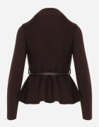 elsa.m by may Bluză cu curea bogată în vâscoză cu croială ajustată cu peplum și cu guler înalt Ruleva Maro