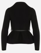 elsa.m by may Bluză cu curea bogată în vâscoză cu croială ajustată cu peplum și cu guler înalt Ruleva Neagră