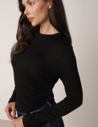 elsa.m by may Bluză cu fronseuri semitransparentă cu mânecă lungă din lyocell Shainda Neagră