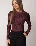 elsa.m by may Bluză din plasă cu bumbac cu flori din velur Tasgarila Bordo