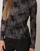 elsa.m by may Bluză din plasă cu bumbac cu flori din velur Tasgarila Neagră
