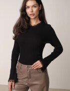 elsa.m by may Bluză din vâscoză cu inserții din dantelă și mâneci evazate Fistna Neagră