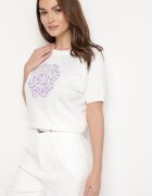 elsa.m by may Bluză din viscoză Albă cu aplicație decorată cu paiete și cristale Ledgia