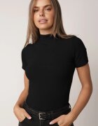 elsa.m by may Bluză din viscoză cu guler înalt Kilira Bej Neagră
