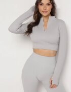 elsa.m by may Bluză gri deschis cu fermoar cu decupaj la tivul elastic Aisllain