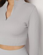 elsa.m by may Bluză gri deschis cu fermoar cu decupaj la tivul elastic Aisllain