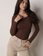 elsa.m by may Bluză Maro Reiată din Bumbac cu Mânecă Lungă și Nasturi Amendria