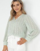 elsa.m by may Bluză mint cu fir metalic și inserție dantelă Cinoute