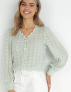 elsa.m by may Bluză mint cu fir metalic și inserție dantelă Cinoute
