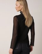 elsa.m by may Bluză neagră ajustată tip golf din plasă cu mânecă lungă Gemlea