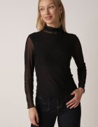 elsa.m by may Bluză neagră ajustată tip golf din plasă cu mânecă lungă Gemlea