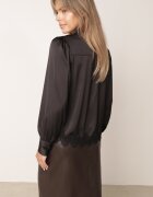 elsa.m by may Bluză Neagră cu broderie ajurată și șnur la decolteu Halawena
