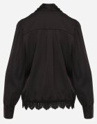elsa.m by may Bluză Neagră cu broderie ajurată și șnur la decolteu Halawena