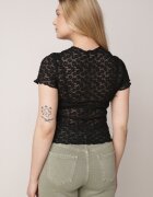 elsa.m by may Bluză neagră din dantelă mulată cu mânecă scurtă Noessa