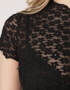 elsa.m by may Bluză neagră din dantelă mulată cu mânecă scurtă Noessa
