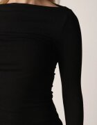 elsa.m by may Bluză Neagră din Viscoză cu Mânecă Lungă și Decolteu Barcă Gelmiria
