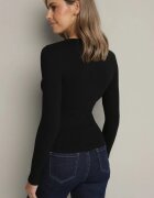 elsa.m by may Bluză Neagră Reiată Din bumbac cu nasturi Sarwiwi