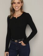 elsa.m by may Bluză Neagră Reiată Din bumbac cu nasturi Sarwiwi