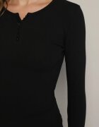 elsa.m by may Bluză Neagră Reiată Din bumbac cu nasturi Sarwiwi