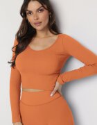 elsa.m by may Bluză Portocalie Reiată cu croială scurtă și mulată Caladiva