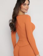 elsa.m by may Bluză Portocalie Reiată cu croială scurtă și mulată Caladiva