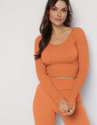 elsa.m by may Bluză Portocalie Reiată cu croială scurtă și mulată Caladiva