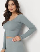 elsa.m by may Bluză Rebrată Verde Deschis cu croială scurtă și mulată Caladiva