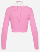 elsa.m by may Bluză Scurtă Fuchsia din Tricot Reiat cu Floare Legată la Gât Invicala