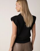elsa.m by may Bluză tip pulover neagră din viscoză cu umeri întăriți și guler Katano