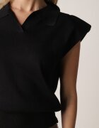 elsa.m by may Bluză tip pulover neagră din viscoză cu umeri întăriți și guler Katano