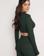 elsa.m by may Bluză verde închisă cu fermoar și decupaj la tivul elastic Aisllain
