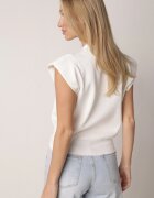 elsa.m by may Bluză viscoză albă tip pulover cu umeri întăriți și guler Katano