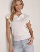 elsa.m by may Bluză viscoză albă tip pulover cu umeri întăriți și guler Katano